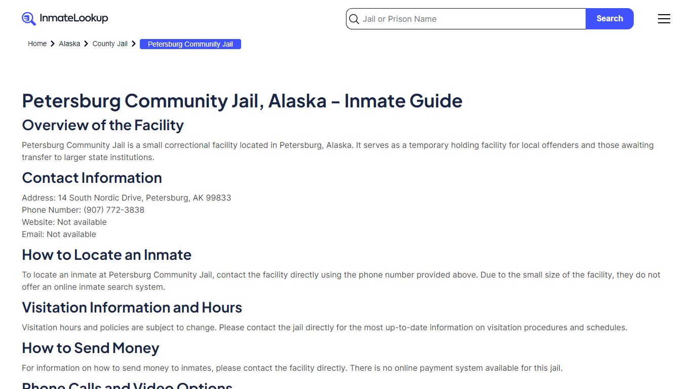 Petersburg Community Jail Inmate Search - Inmate Lookup